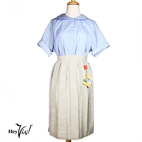 Vintage Dresses & Skirts - Vintage 50s Pleated Skirt w Paper Tags Metal Zipper Size Small W24-26" - Hey Viv